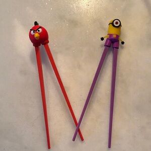 Red and Purple Bird Training Chopsticks